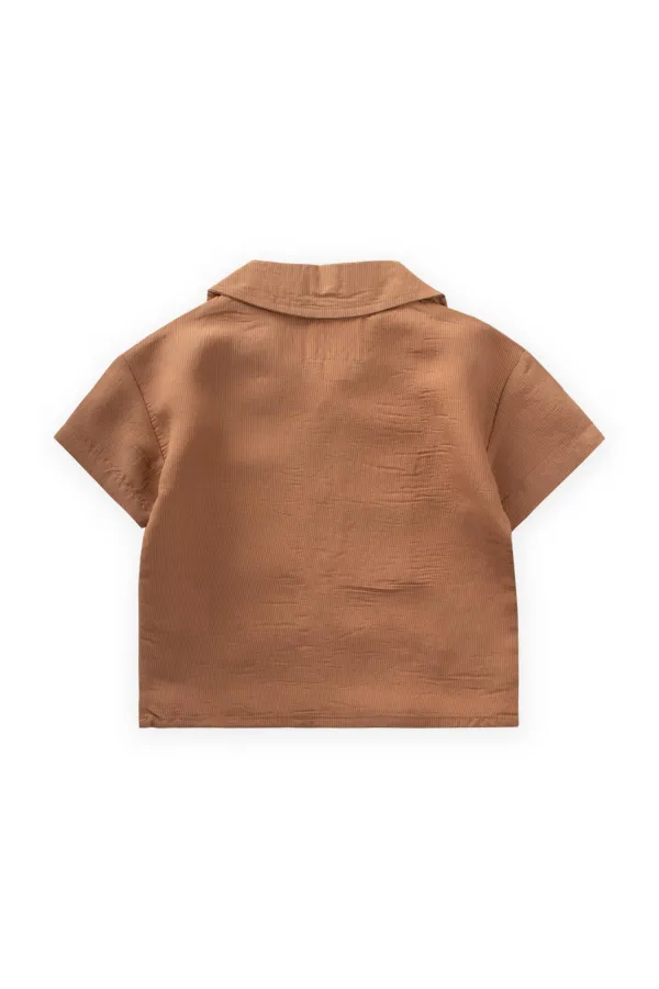 Chemise hawaïenne rayée en modal, couleur camel, 1-8 ans