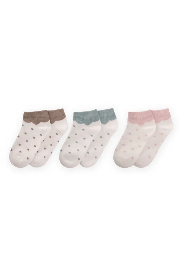 Chaussettes à pois triple épaisseur, 5-12 ans, vison, beige, rose poudré