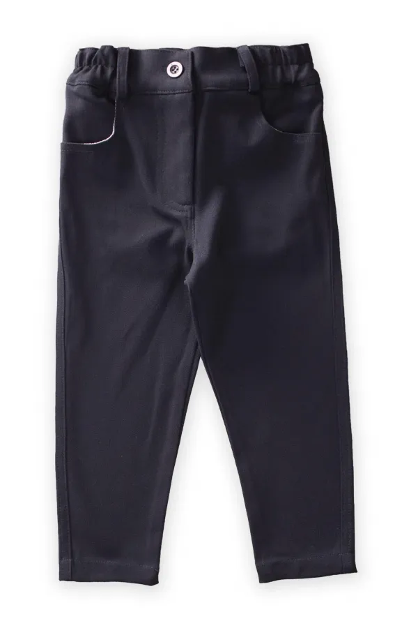 Pantalon en gabardine de lycra, bleu marine, 2-7 ans