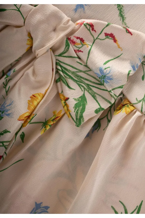 Robe en satin à motifs écru, 2-8 ans