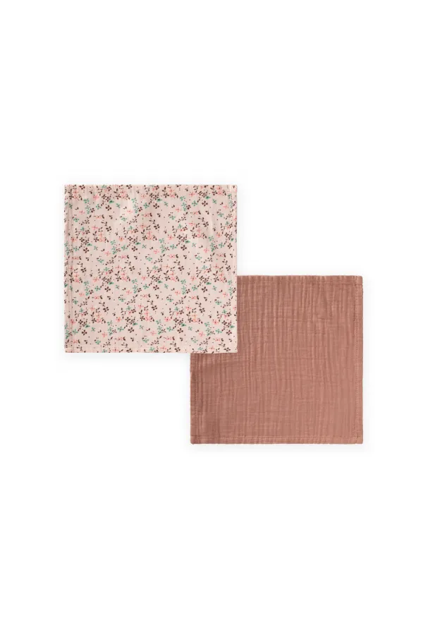 Double Muslin Mouth Cloth Set 25x25 cm Coffee Flower Pattern