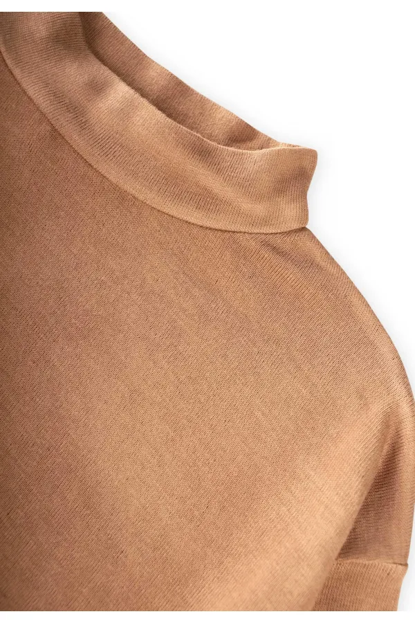 Yumuşak Dökümlü Oversize Bambu Takım 3-10 Yaş Camel