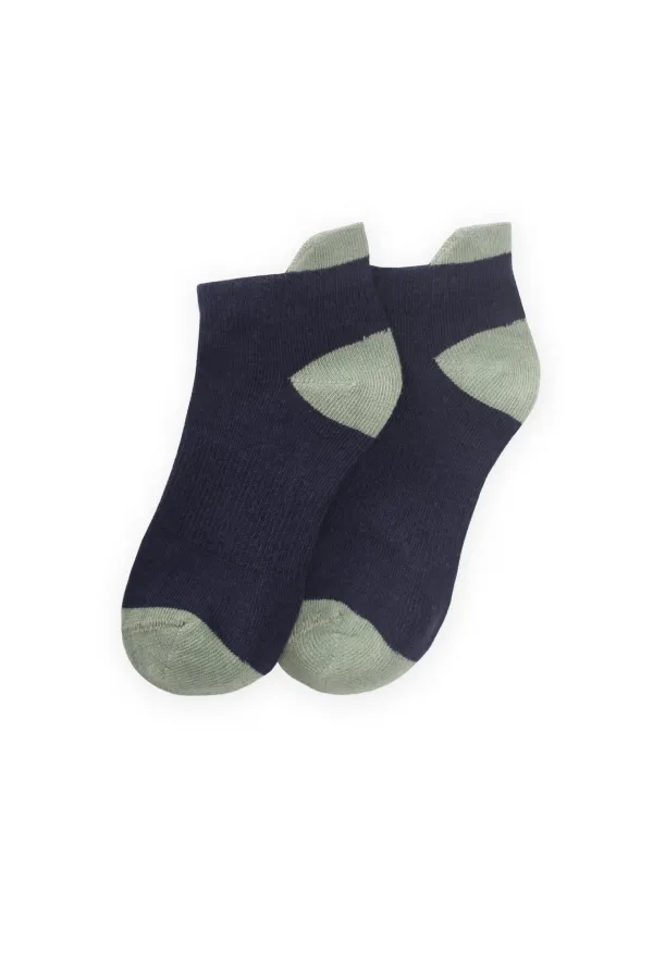 Zemini Ve Burnu Toprak Rekli Çocuk Patik Çorap 5-12- Lacivert-Çağla