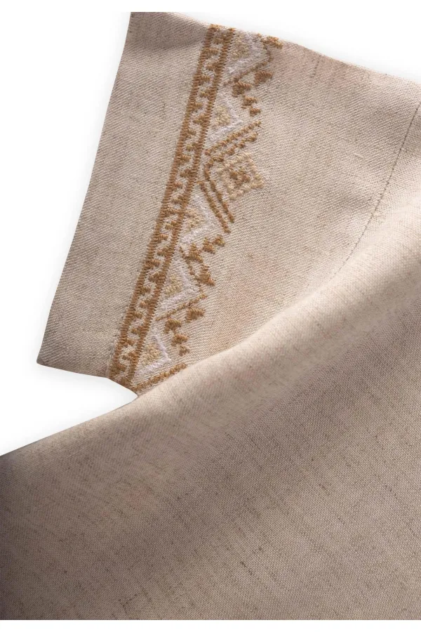 Embroidered Sleeves Shirt Shorts Linen Suit 2-7 Years Natural