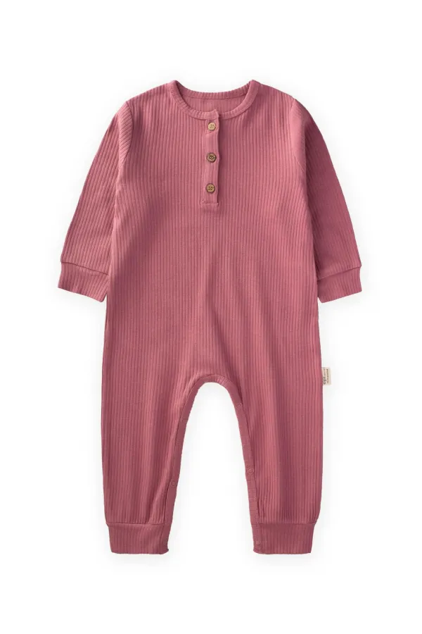 Ribbed Bodysuit with Cuffs, 0-3 Years, Fuchsia Ribbed Bodysuit with Cuffs, 0-3 Years, Fuchsia
