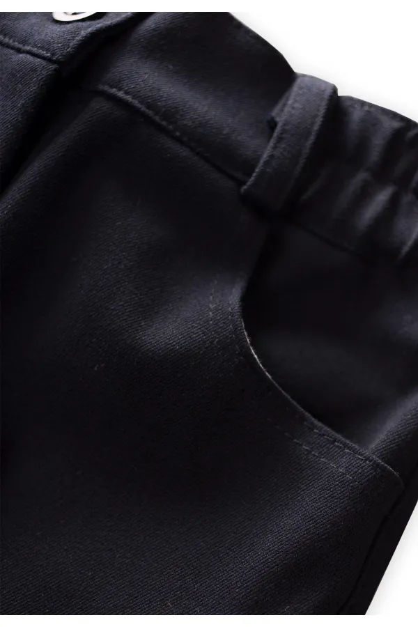 Pantalon en gabardine de lycra, bleu marine, 2-7 ans