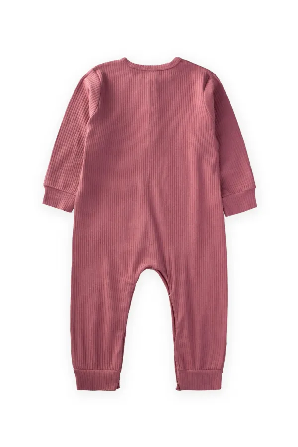 Ribbed Bodysuit with Cuffs, 0-3 Years, Fuchsia Ribbed Bodysuit with Cuffs, 0-3 Years, Fuchsia