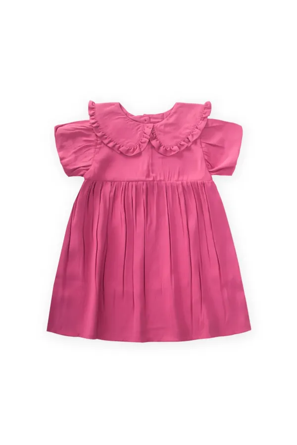 Robe en modal à col fuchsia pour enfants de 2 à 10 ans