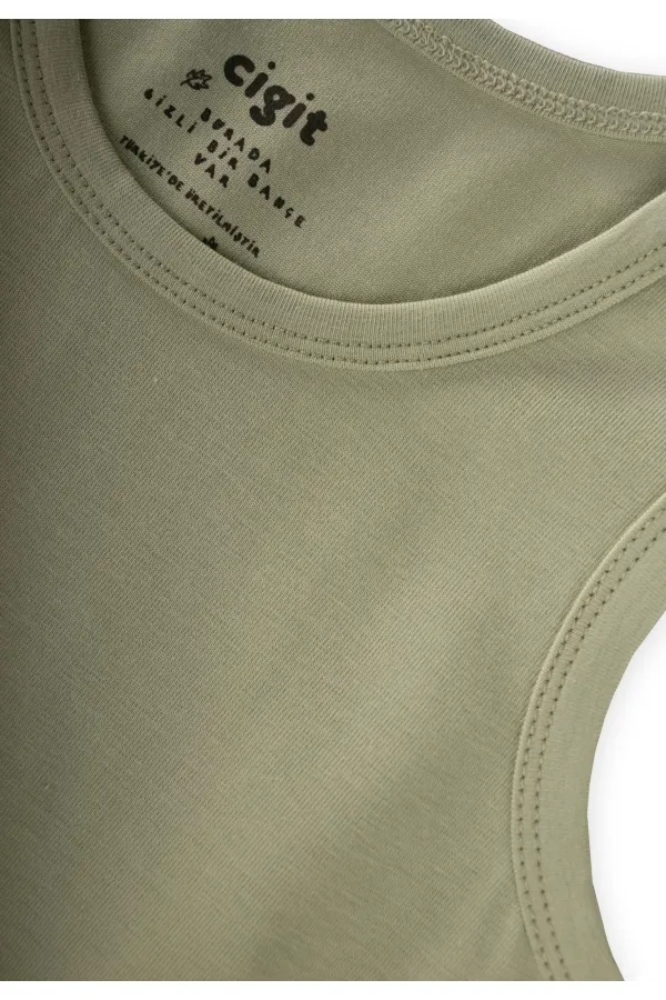 Ensemble débardeur à triple bretelle large, vert, 2-9 ans