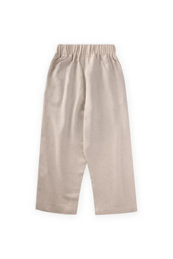 Pantalon en lin bicolore kaki vert pour enfant de 2 à 7 ans