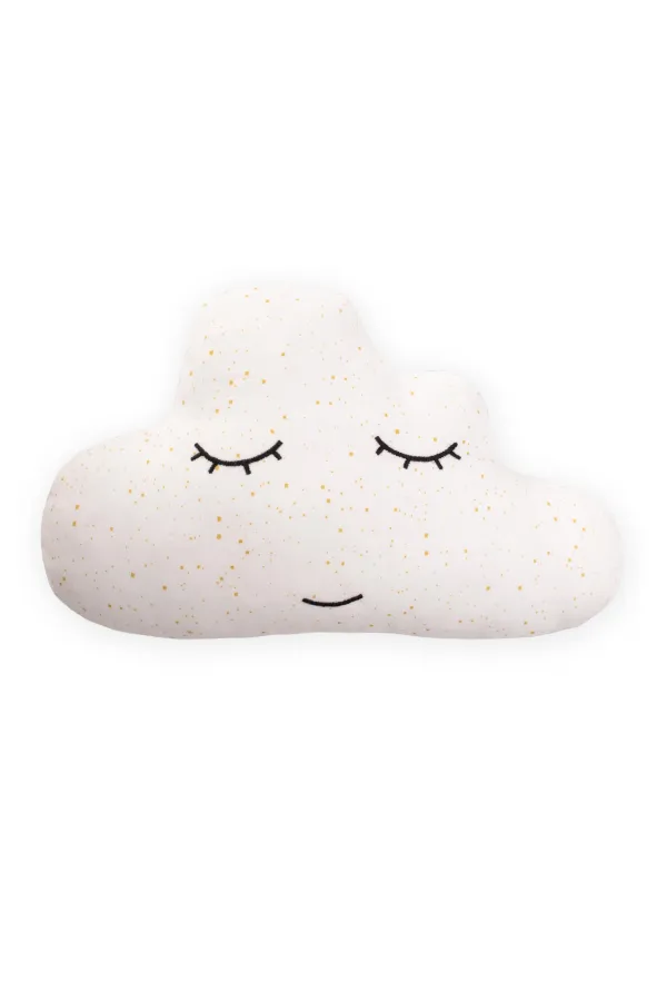 Foil Printed Cloud Ornament Baby Pillow 35X35 cm Ecru