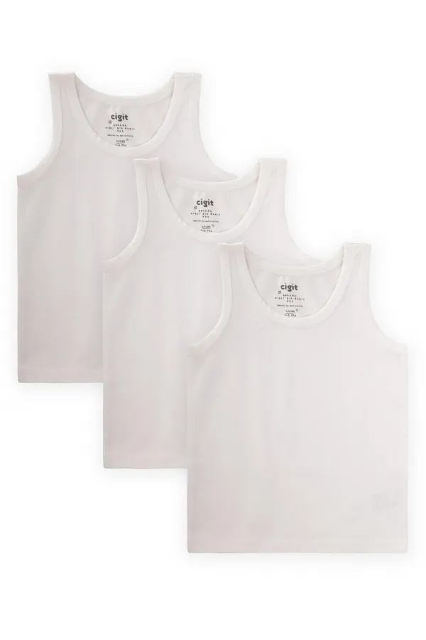 Triple Wide Strap Tank Top 2-9 Years Ecru