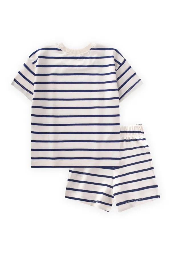 Striped Shorts Set for 1-7 Years Old Navy Blue Striped Shorts Set for 1-7 Years Old Navy Blue