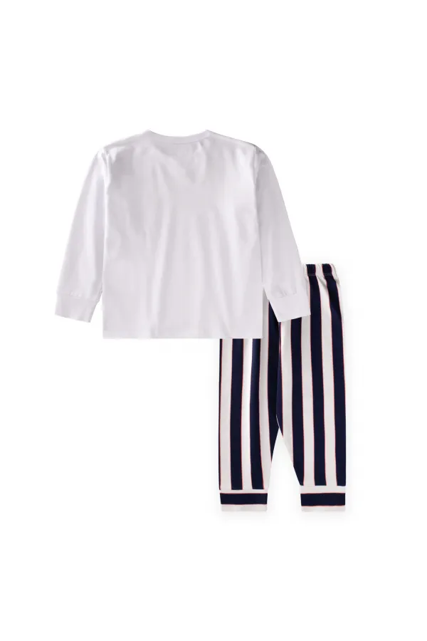 Ensemble pyjama rayé 2-8 ans blanc cassé