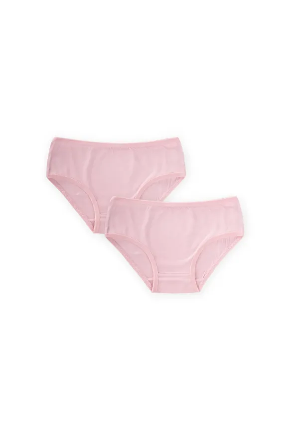 İkili Biyeli Slip Külot  2-9 Yaş Pembe