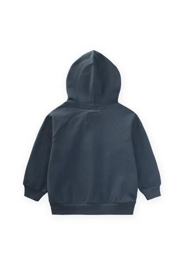 Hooded Zippered Cardigan 1-14 Years Old Navy Blue