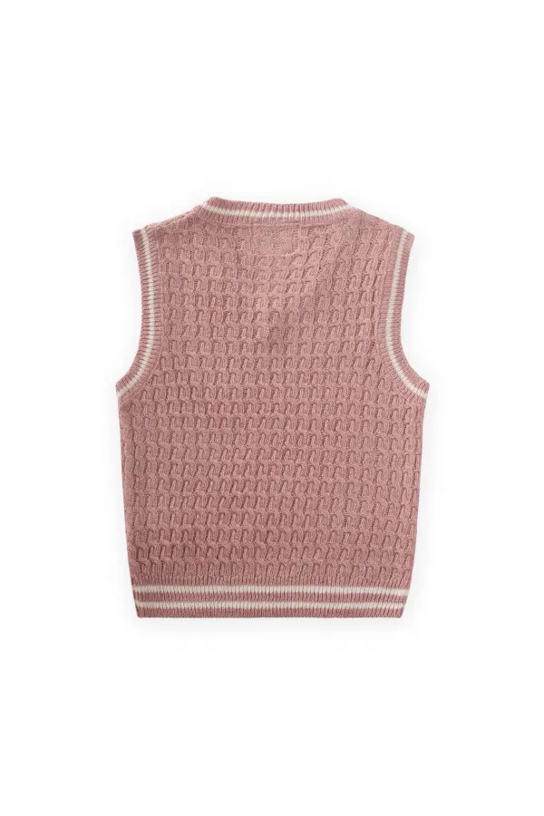 Pull en maille rose poudré pour enfants de 3 à 9 ans