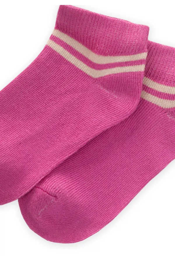 Ham Çizgili Çocuk Patik Çorabı 5-12 Yaş Fuşya