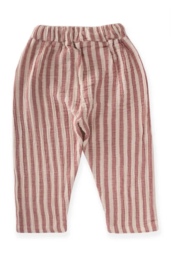 Pantalon en mousseline pour enfants de 1 à 10 ans, rayé rouge Pantalon en mousseline pour enfants de 1 à 10 ans, rayé rouge