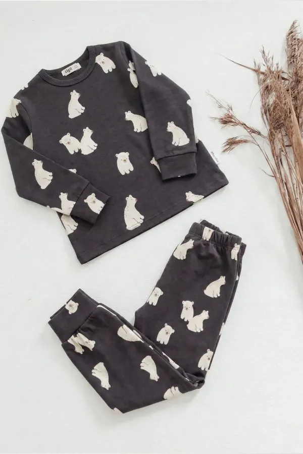 Ensemble pyjama imprimé anthracite pour enfants de 1 à 5 ans
