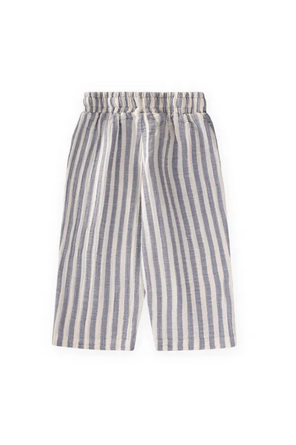 Muslin Pants for 1-10 Years, Indigo, Thick Striped Muslin Pants for 1-10 Years, Indigo, Thick Striped