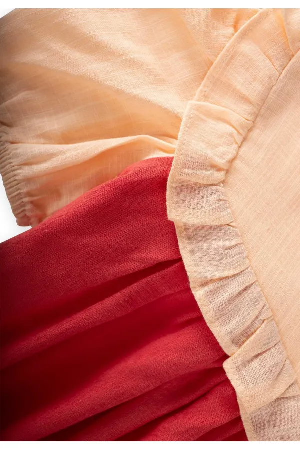 Robe asymétrique bicolore rose pâle pour enfant de 2 à 7 ans