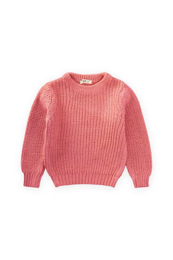 Crew Neck Selanik Knitwear Sweater 2-8 Years Old Salmon