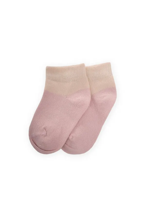 Two-Tone Baby Bootie Socks for 0-4 Years Old Powder