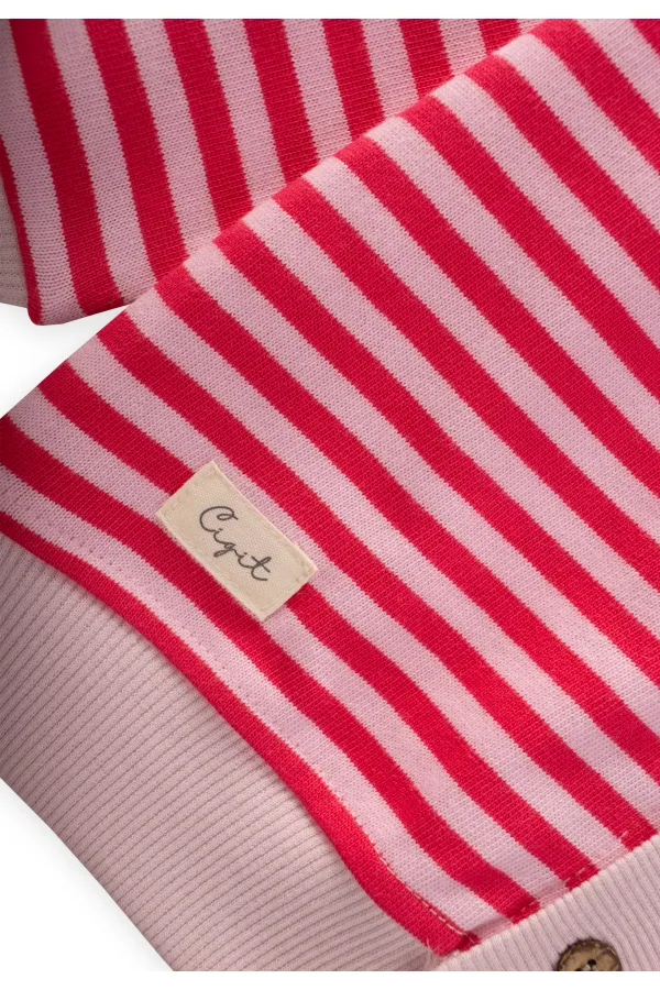 Gilet rayé en maille, couleur corail poudré, 0-4 ans