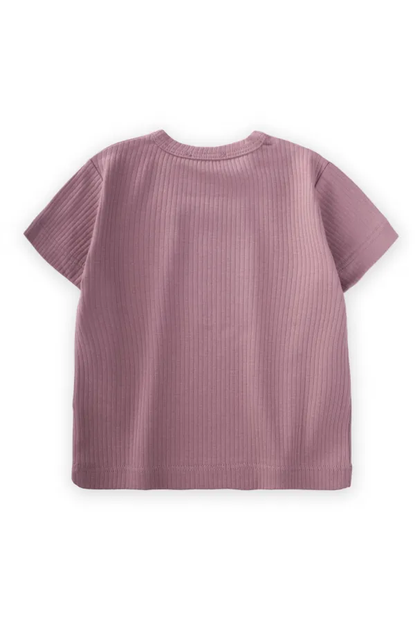 T-shirt côtelé basique 1-5 ans Lilas