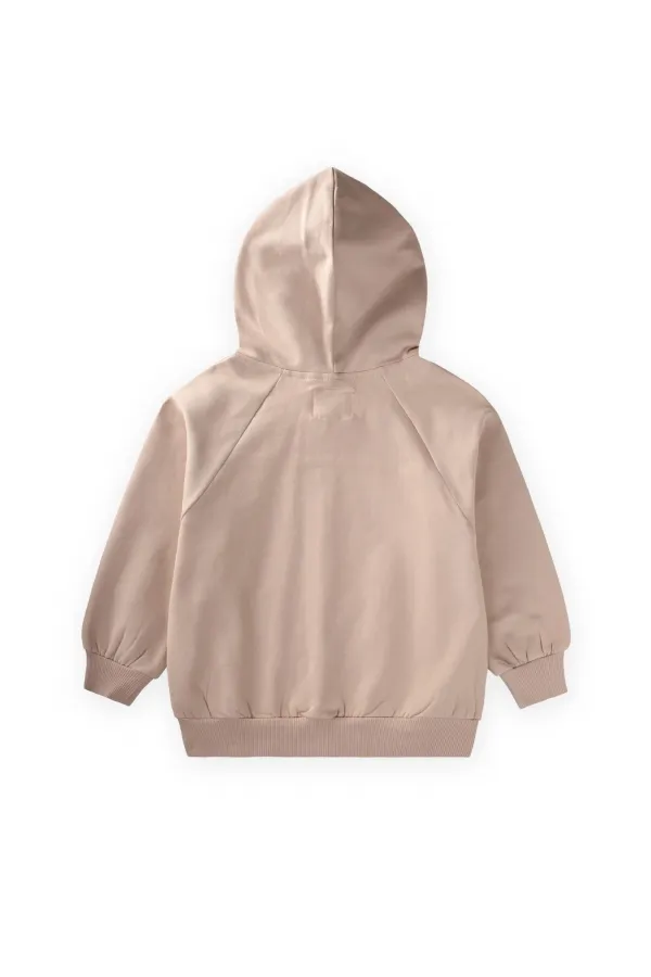 Gilet zippé à capuche, 1 à 14 ans, beige