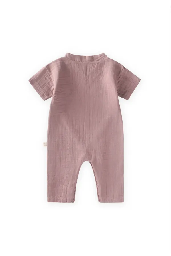 Grenouillère bébé en mousseline biologique à enfiler, 0-9 mois, couleur cuivre