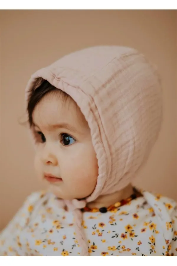 Tie-Up Baby Muslin Hat 0-2 years Powder Pink Tie-Up Baby Muslin Hat 0-2 years Powder Pink