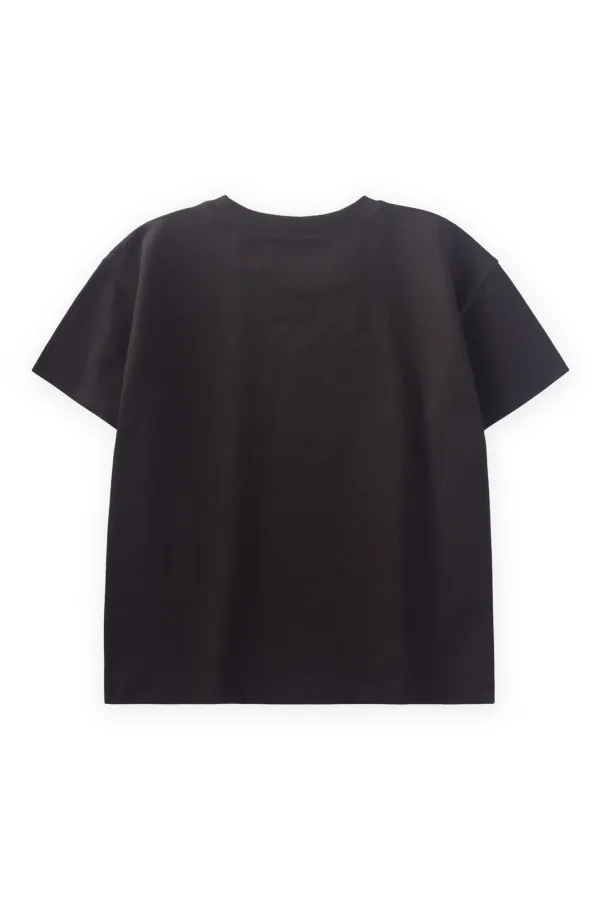 Baskılı T-Shırt 3-10 Yaş Siyah