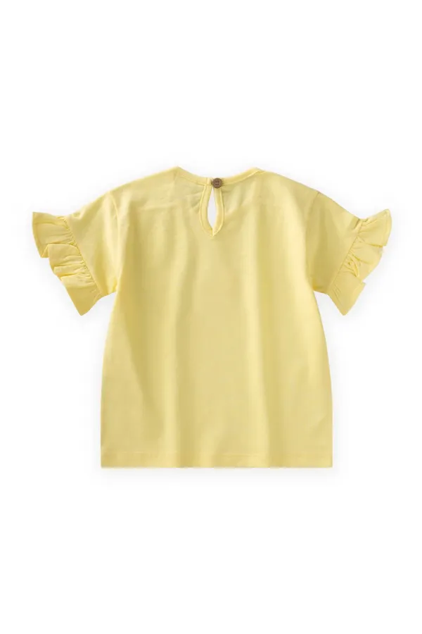 Aplikeli T-Shirt 2-8 Yaş Sarı