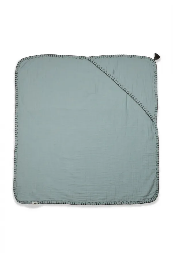 Serviette triangulaire en mousseline double épaisseur faite main (lavée) 75 x 75 cm Vert menthe