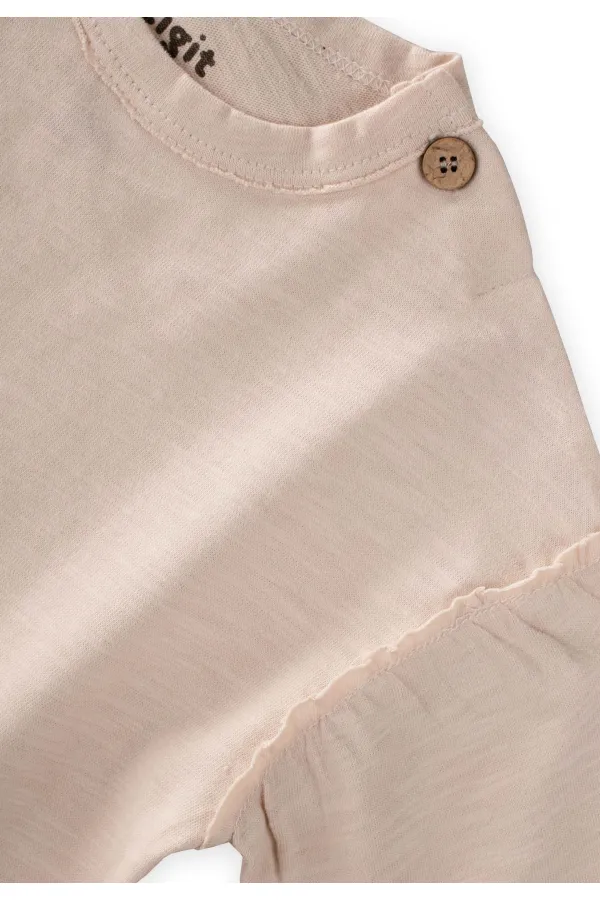 Fırçalı Rustik Uzun Kollu T-Shırt 1-7 Yaş Ekru