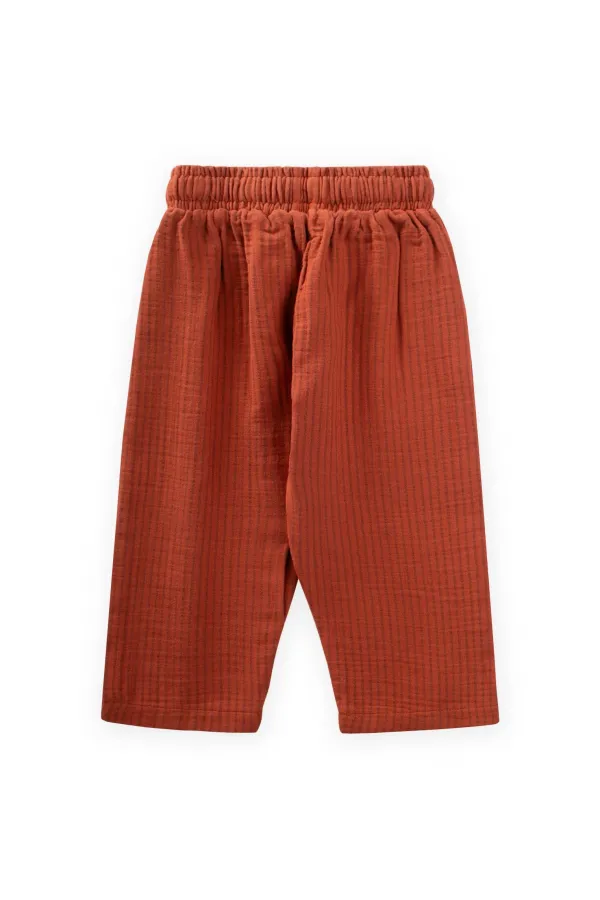 Müslin Pantolon 1-10 Yaş Rust İnce Çizgili