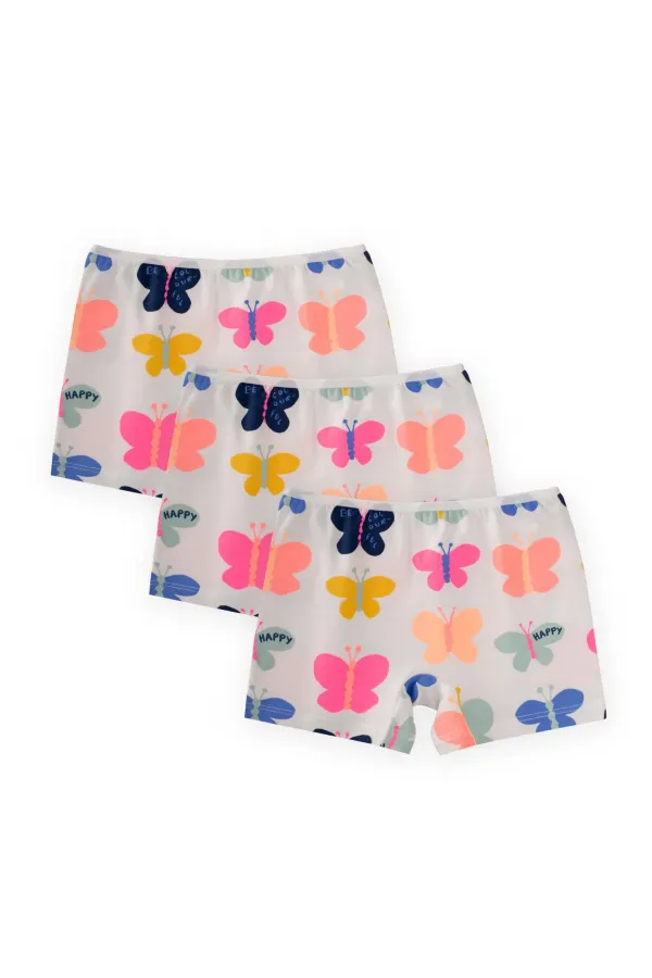 Üçlü Biyeli Kız Boxser 2-9 Yaş Kelebek Desen