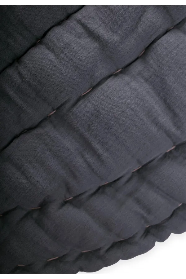 Tapis d'éveil bébé en mousseline à motif feuilles (lavé) anthracite