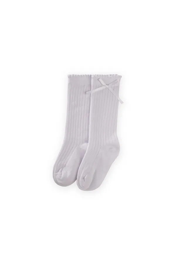Çocuk Diz Altı Kız Çorap 2-10 Yaş Beyaz