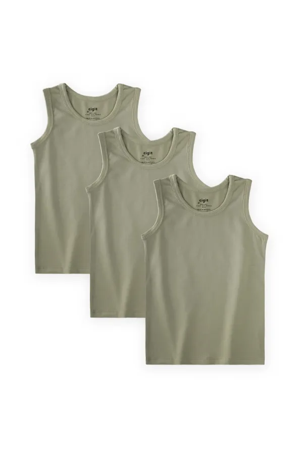 Ensemble débardeur à triple bretelle large, vert, 2-9 ans