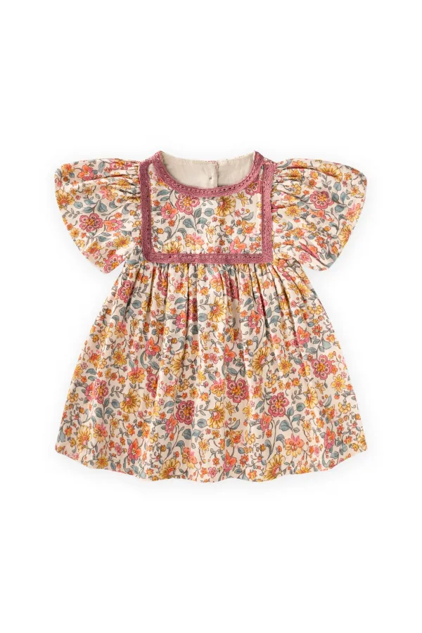 Muslin Patterned Dress, Ages 1-10, Ecru Muslin Patterned Dress, Ages 1-10, Ecru