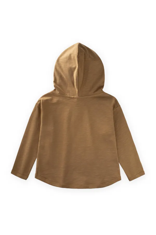 Kapşonlu Uzun Kollu T-Shırt 2-10 Yaş Olive