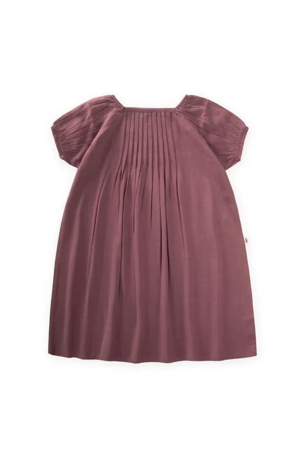 Robe en lin côtelé prune 2-7 ans