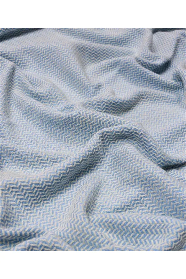 Couverture bébé en coton à motif paille (lavée) 93 x 100 cm +/- 3 cm Bleue