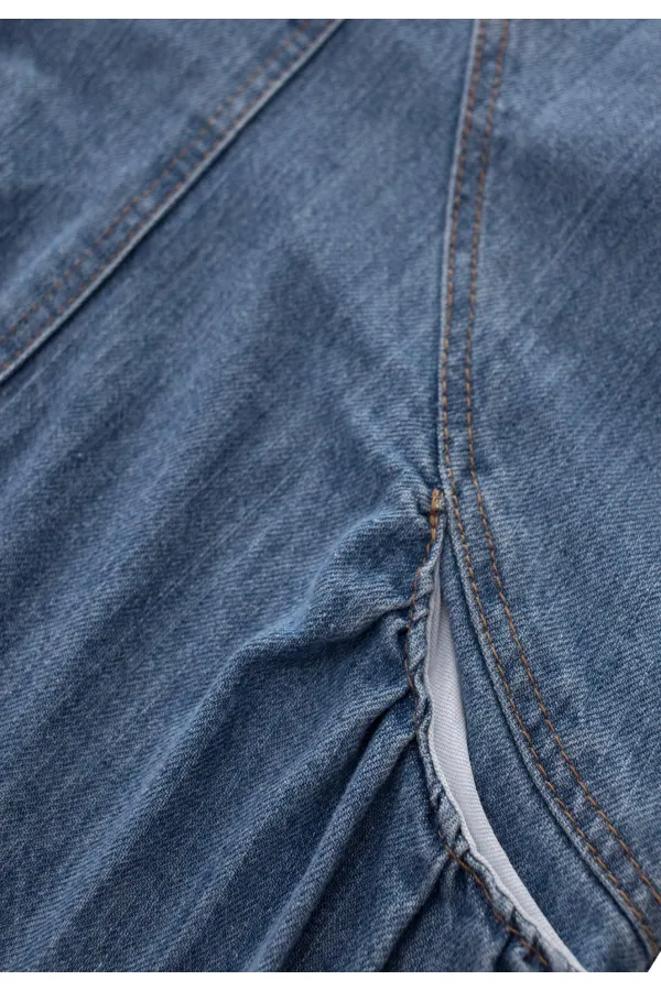 Robe en jean à poches froncées, 2-7 ans, bleue