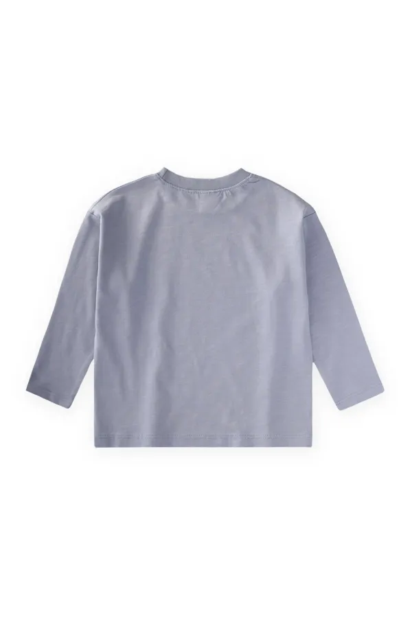 Sloganlı Uzun Kollu T-Shirt 2-10 Yaş Pastel Mavi