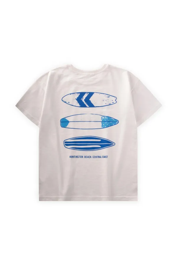 Front and Back Printed T-Shirt, 8-12 Years Old, Off White