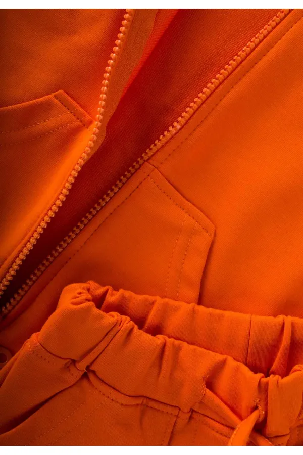 Ensemble de survêtement zippé orange pour enfants de 2 à 9 ans